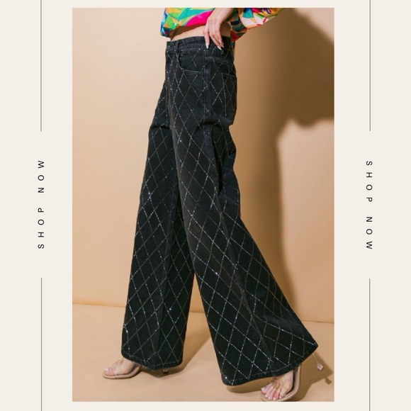 Rhinestone wide leg pants - Picture 3 of 3